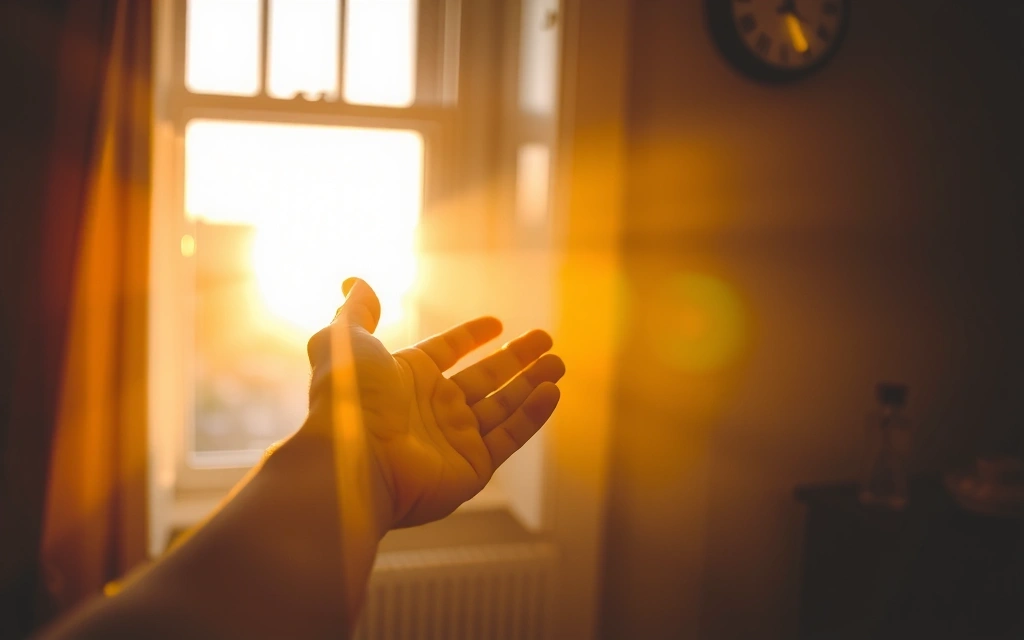 Sunlight streaming through a window onto a person's hand, symbolizing Vitamin D synthesis